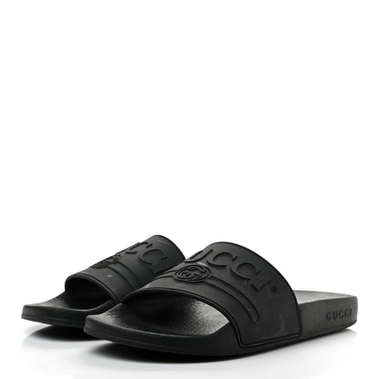 Gucci Rubber Womens Logo Slide Sandals 38 Black 3 of 7
