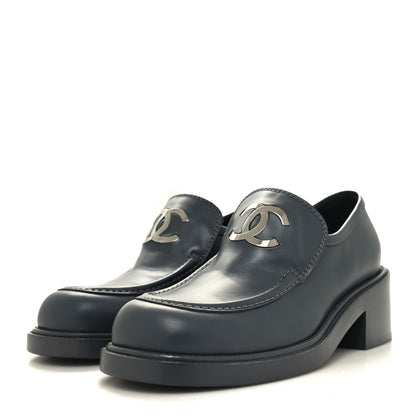 Chanel Calfskin CC Platform Loafers 38 Grey 3 of 8