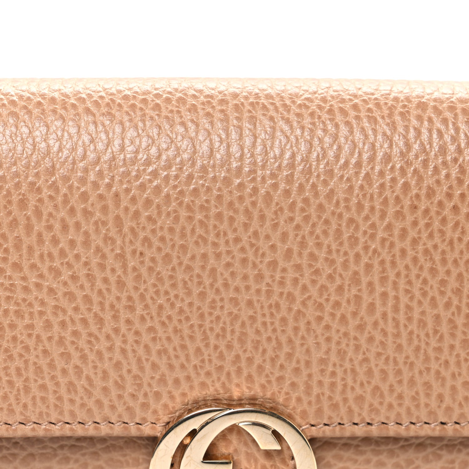 Gucci Dollar Calfskin Interlocking G Chain Wallet Camelia 8 of 11
