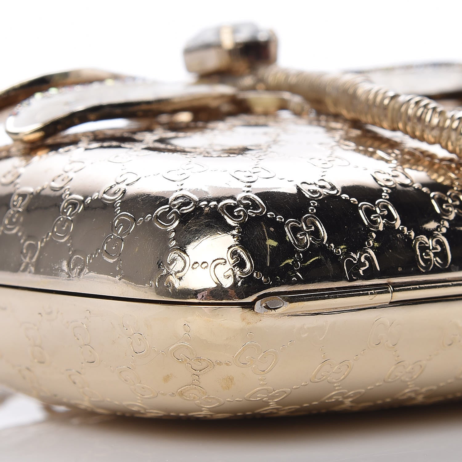 Gucci Metal Guccissima Dragonfly Minaudiere Clutch Gold 8 of 16