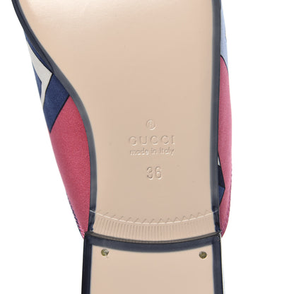 Gucci Satin GG Wallpaper Womens Princetown Slippers 36 Pink Flamboyant Blue Black 7 of 8