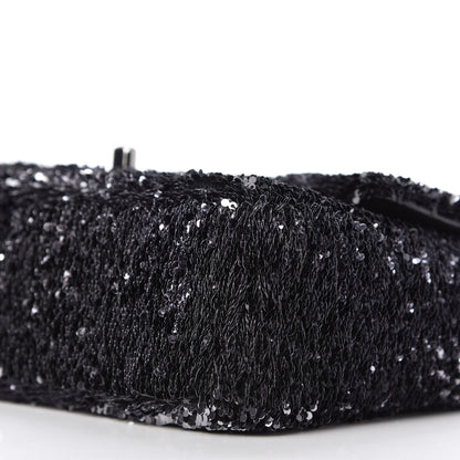 Chanel Sequin Single Flap Silver Black Silver 7 of 10
