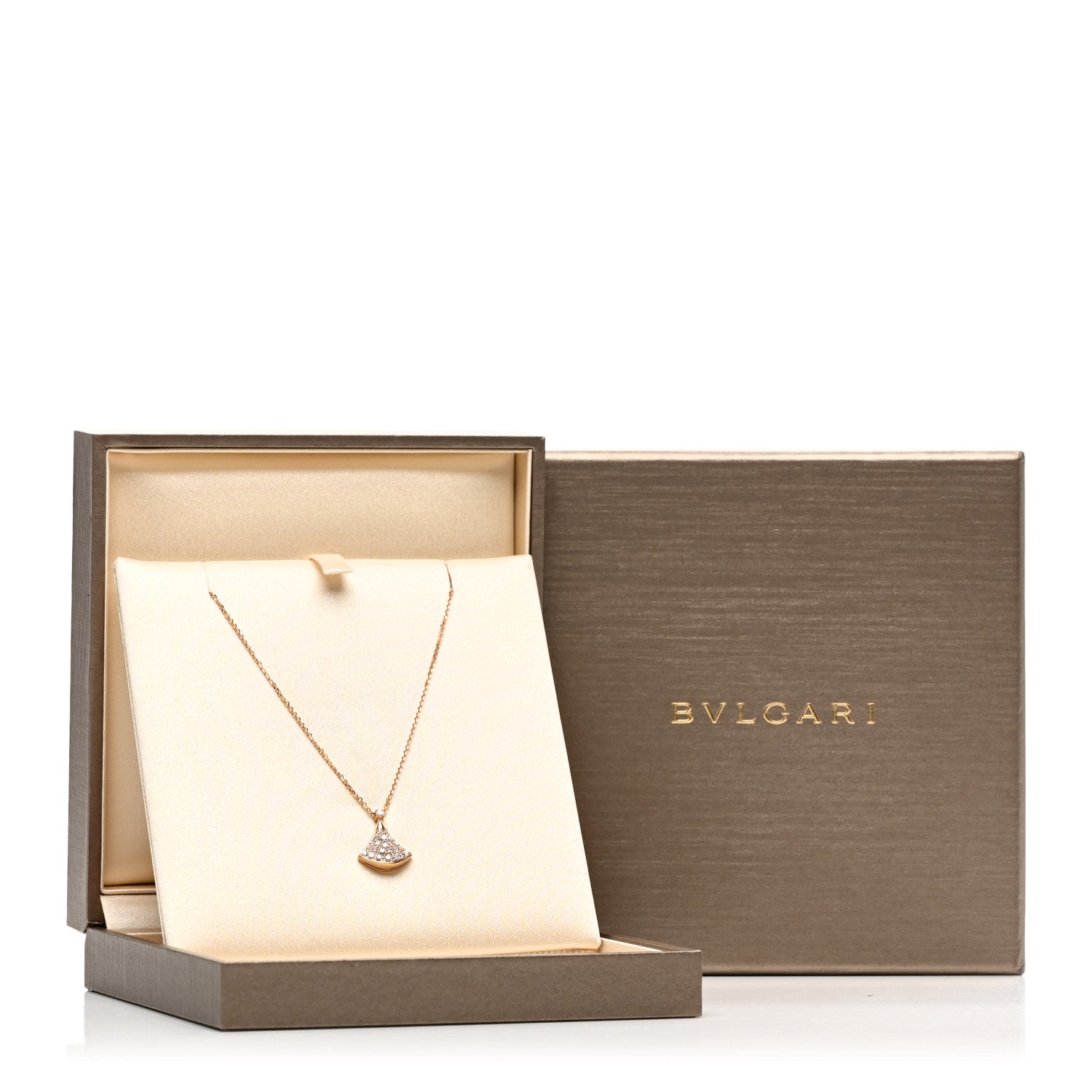Bulgari 18K Rose Gold Diamond Divas' Dream Pave Pendant Necklace 5 of 5