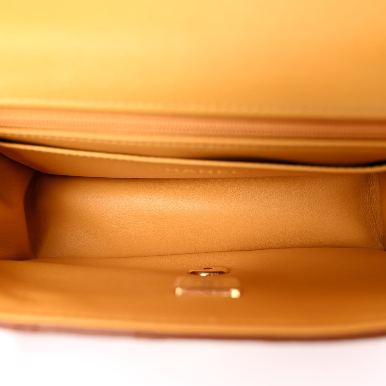 Chanel Lambskin Quilted Bi-Color Mini Top Handle Rectangular Flap Light Brown Yellow 5 of 11