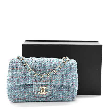Chanel Tweed Quilted Mini Rectangular Flap Turquoise Purple White Red 11 of 11