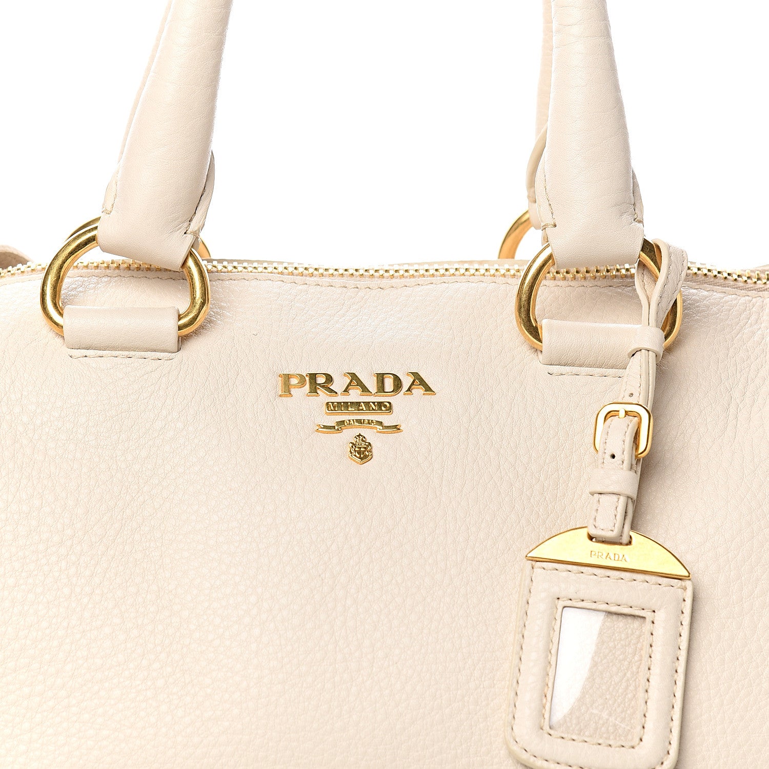 Prada Vitello Daino Top Handle Zip Tote Talco 11 of 11