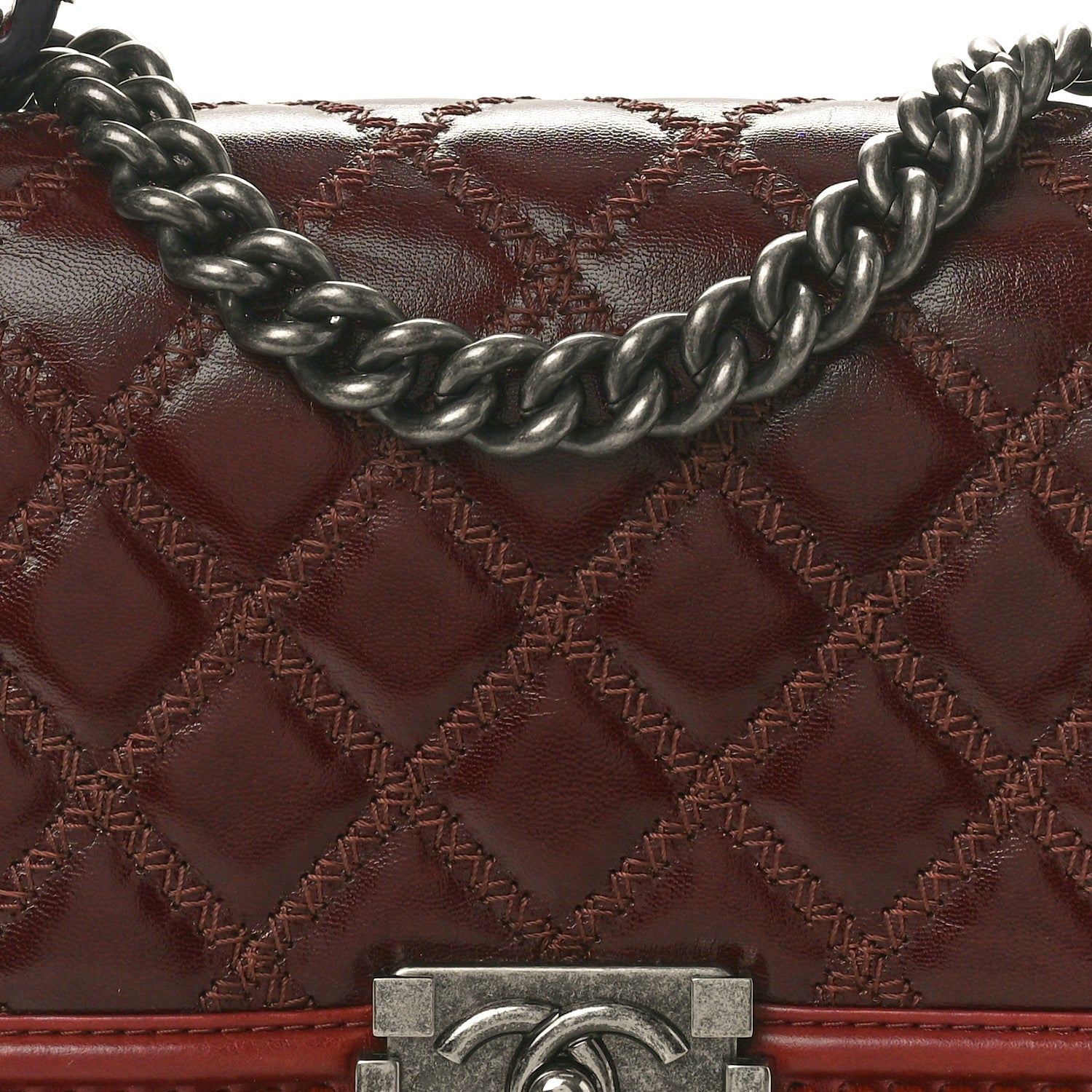 Chanel Goatskin Quilted Medium Boy Handle Flap Burgundy 8 of 10
