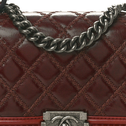 Chanel Goatskin Quilted Medium Boy Handle Flap Burgundy 8 of 10