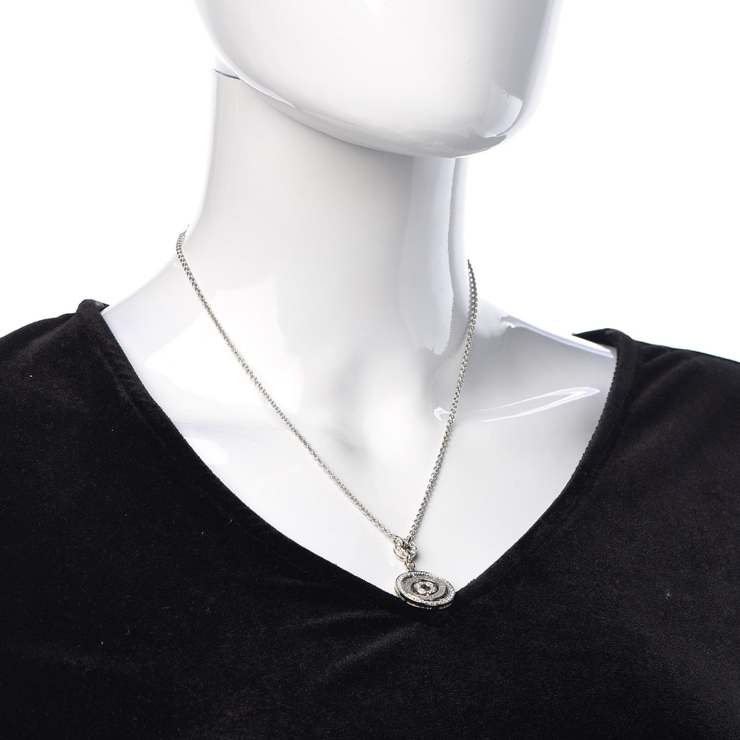 18K White Gold Diamond Astrale Cerchi Pendant Necklace