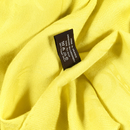 Hermes Cashmere Silk Jacquard New Libris Scarf Jaune Citron 3 of 4