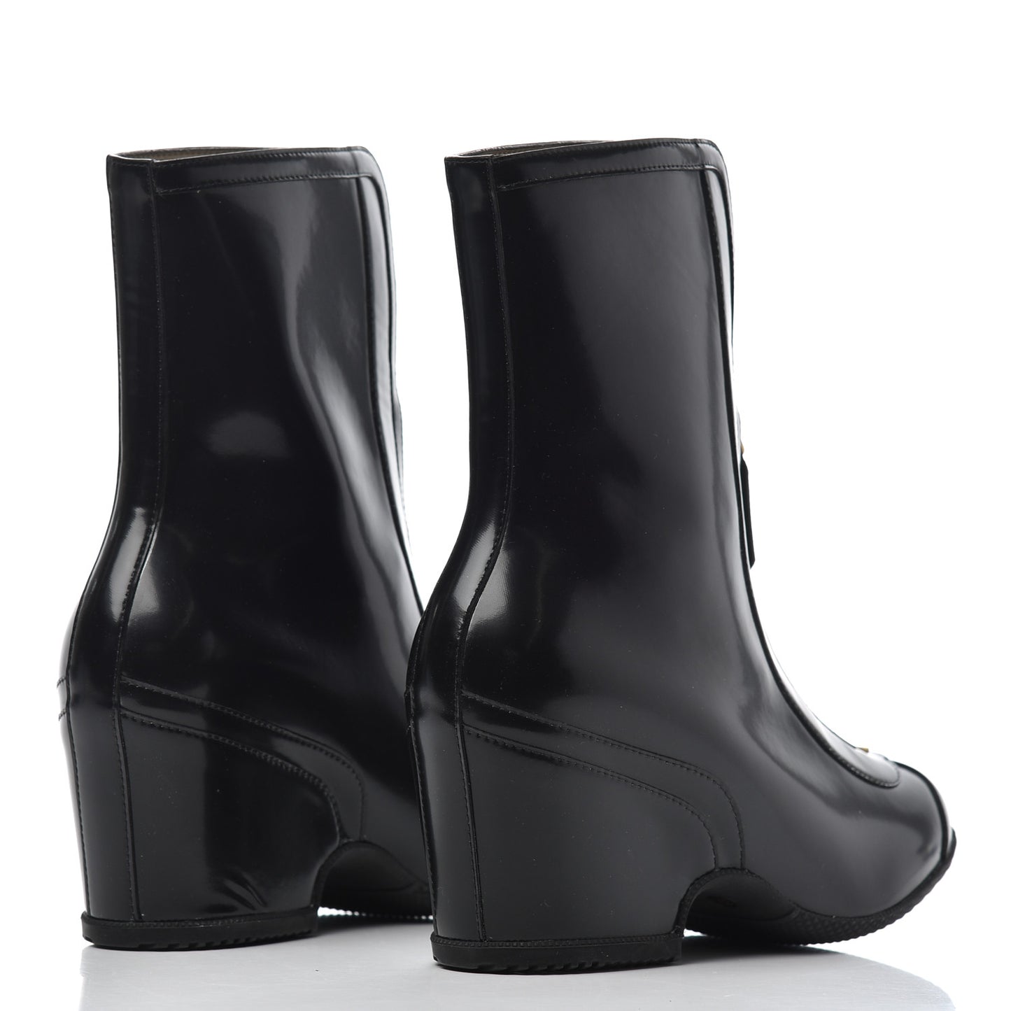 Rubber GG Zip Ankle Boots 37.5 Black Smile Yellow Heron Red
