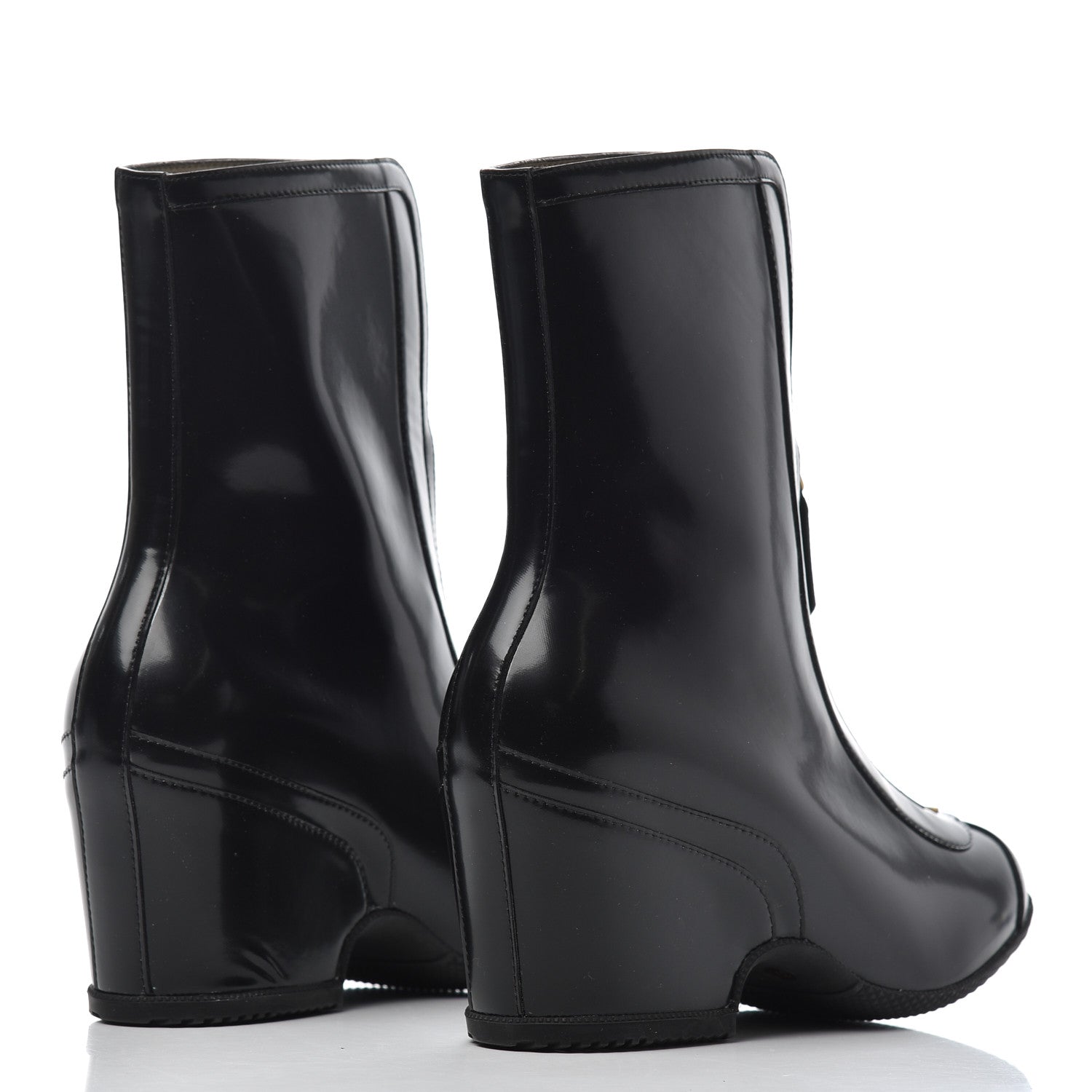 Gucci Rubber GG Zip Ankle Boots 37.5 Black Smile Yellow Heron Red 4 of 9