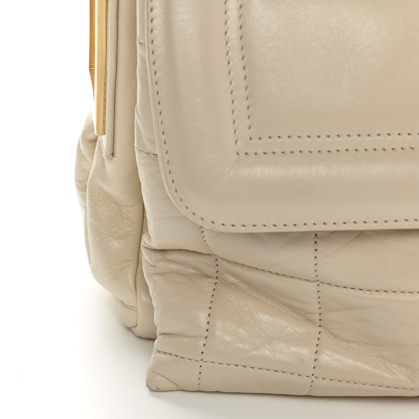 Lambskin Chocolate Bar Shoulder Bag White