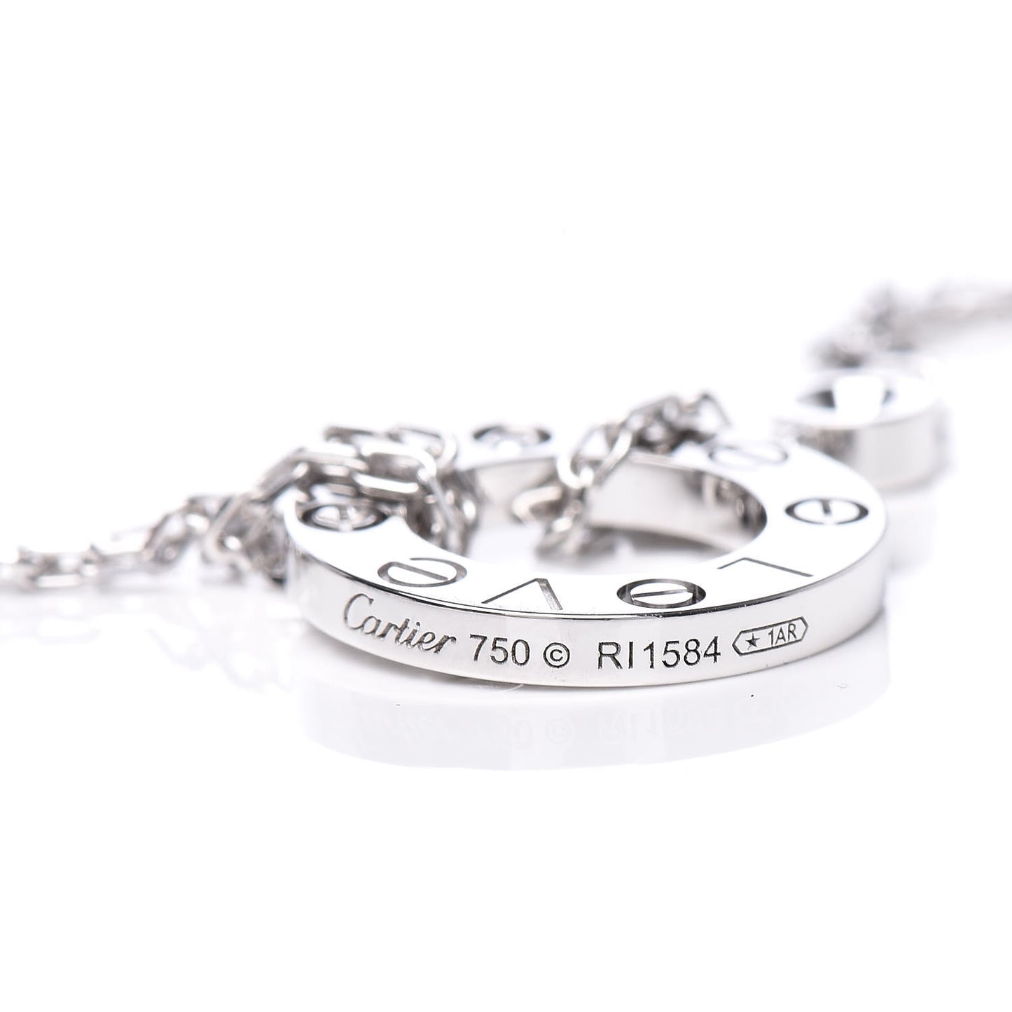 18K White Gold 2 Diamond LOVE Necklace