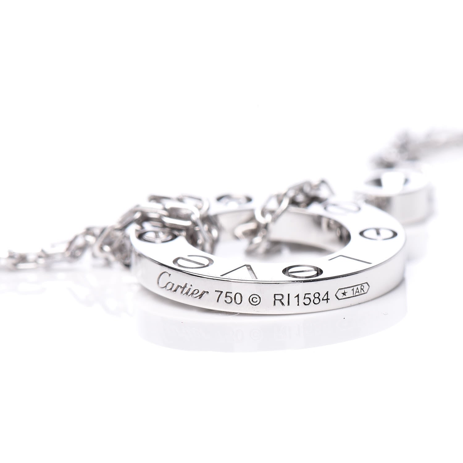 Cartier 18K White Gold 2 Diamond LOVE Necklace 6 of 9