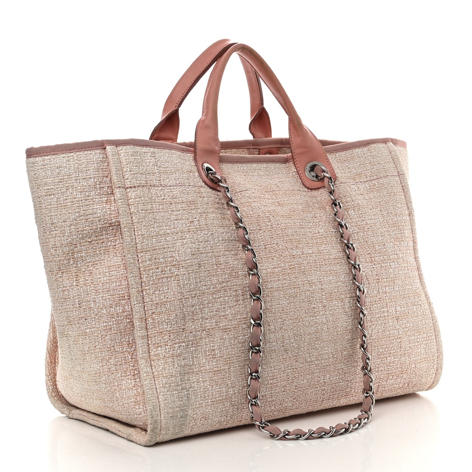 Chanel Straw Lurex Large Deauville Tote Pink 3 of 15