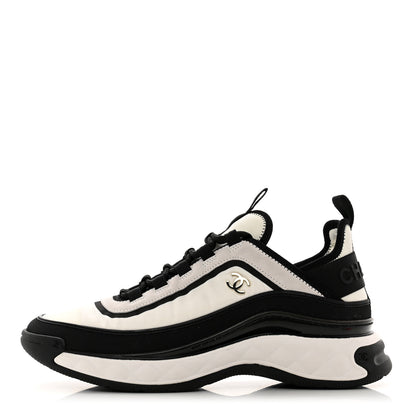 Chanel Fabric Suede Calfskin CC Sneakers 41 White Black 1 of 8