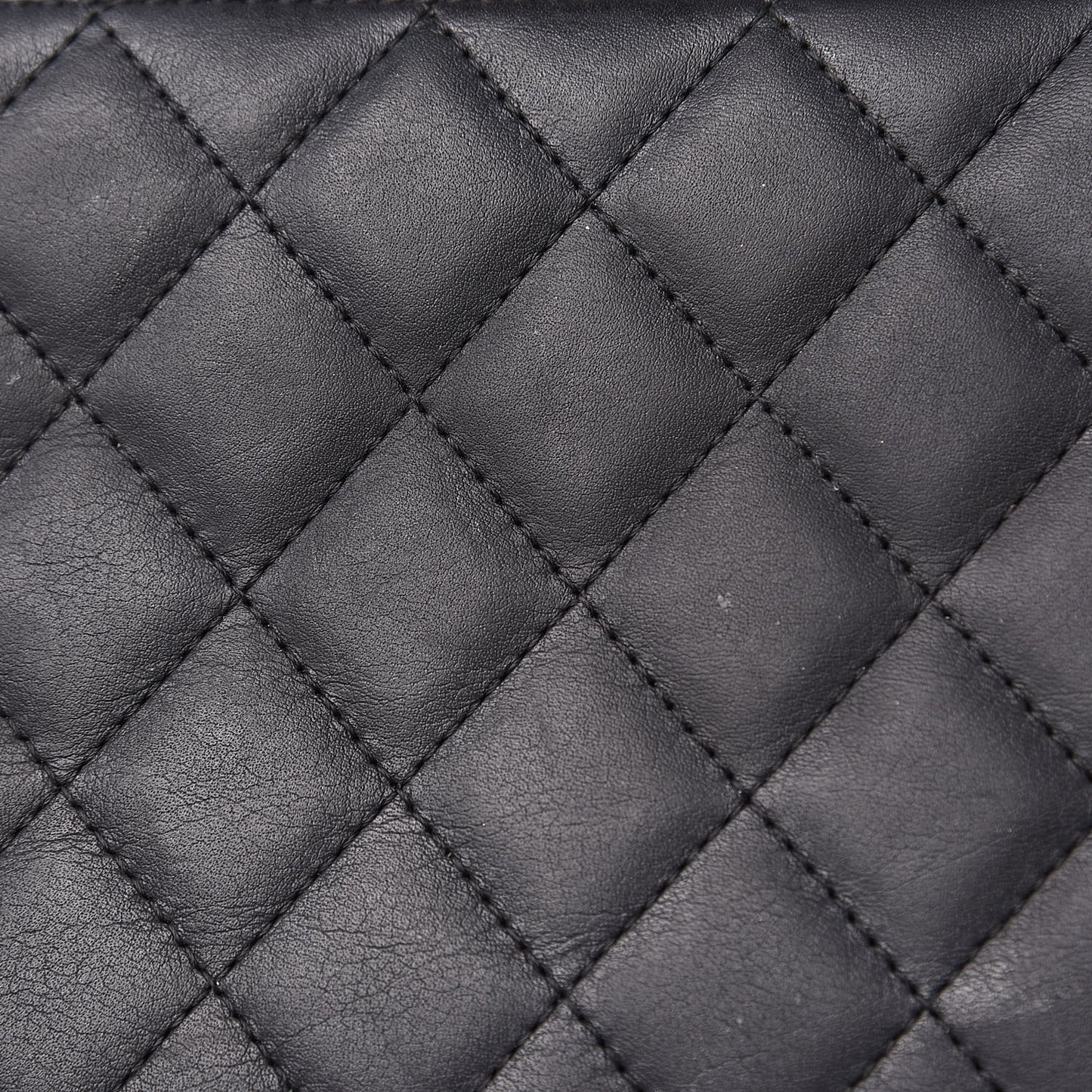 Calfskin Quilted Large Zip Around Organizer Wallet Black