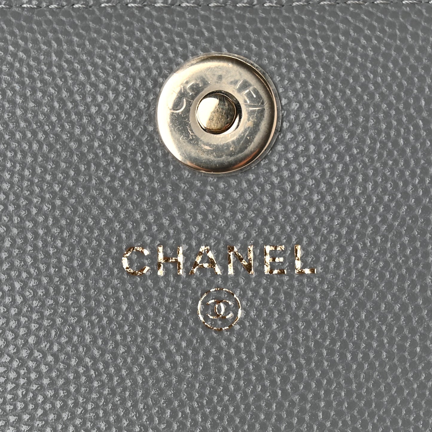 Caviar Quilted Square Wallet On Chain WOC Grey