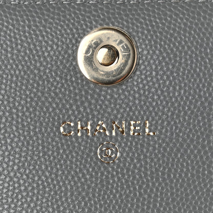 Chanel Caviar Quilted Square Wallet On Chain WOC Grey 5 of 11