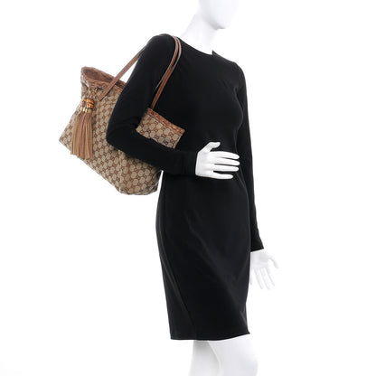 Gucci Monogram Medium Bamboo Tassel Tote Light Brown 2 of 12
