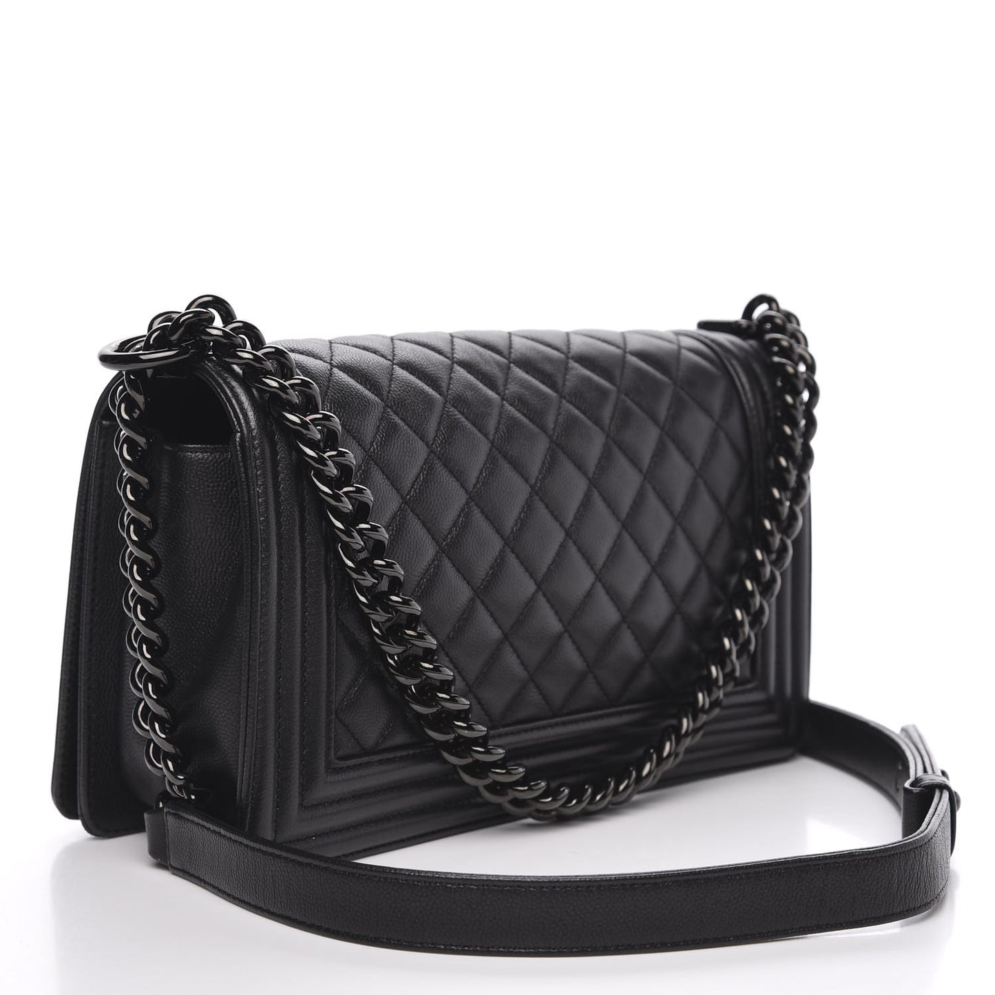 Caviar Quilted Medium Boy Flap So Black