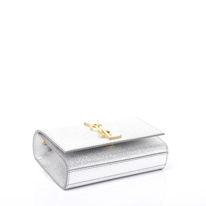 Saint Laurent Metallic Calfskin Small Classic Monogram Kate Satchel Pale Gold 3 of 8
