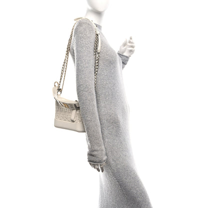 Chanel Calfskin Wool Felt Embossed Small Gabrielle Logo Hobo White 2 of 10