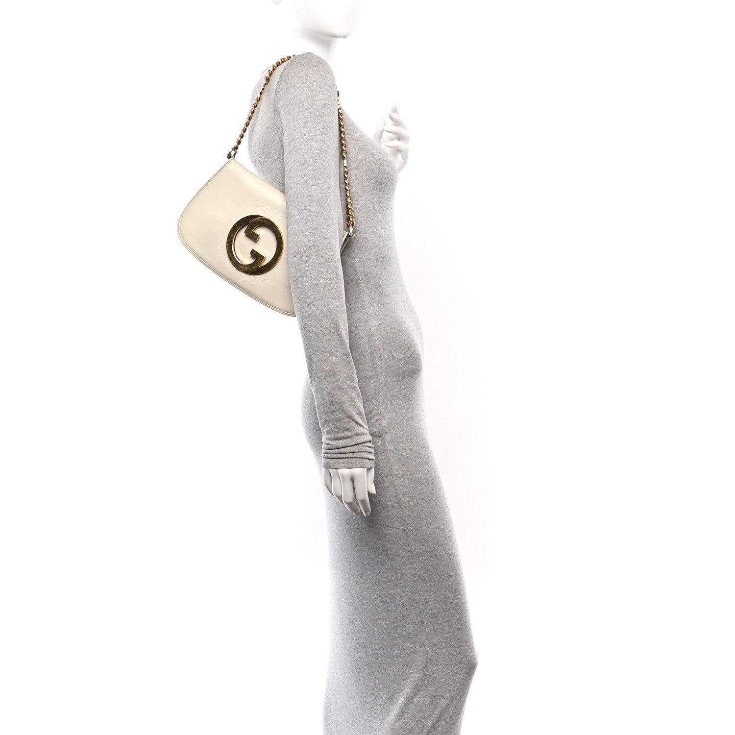 Gucci Roxy Calfskin Blondie Chain Shoulder Flap Bag Mystic White 2 of 10