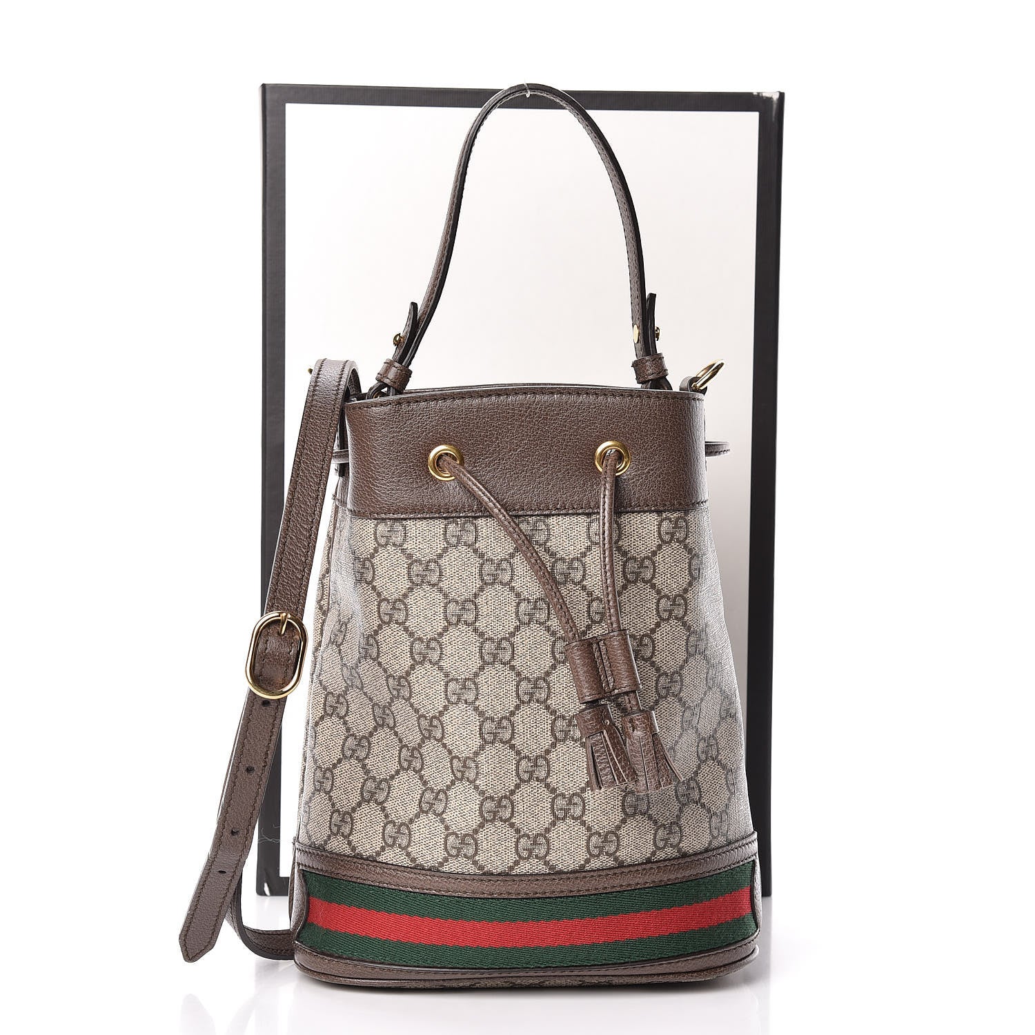 Gucci GG Supreme Monogram Web Small Ophidia Bucket Bag Brown 11 of 11