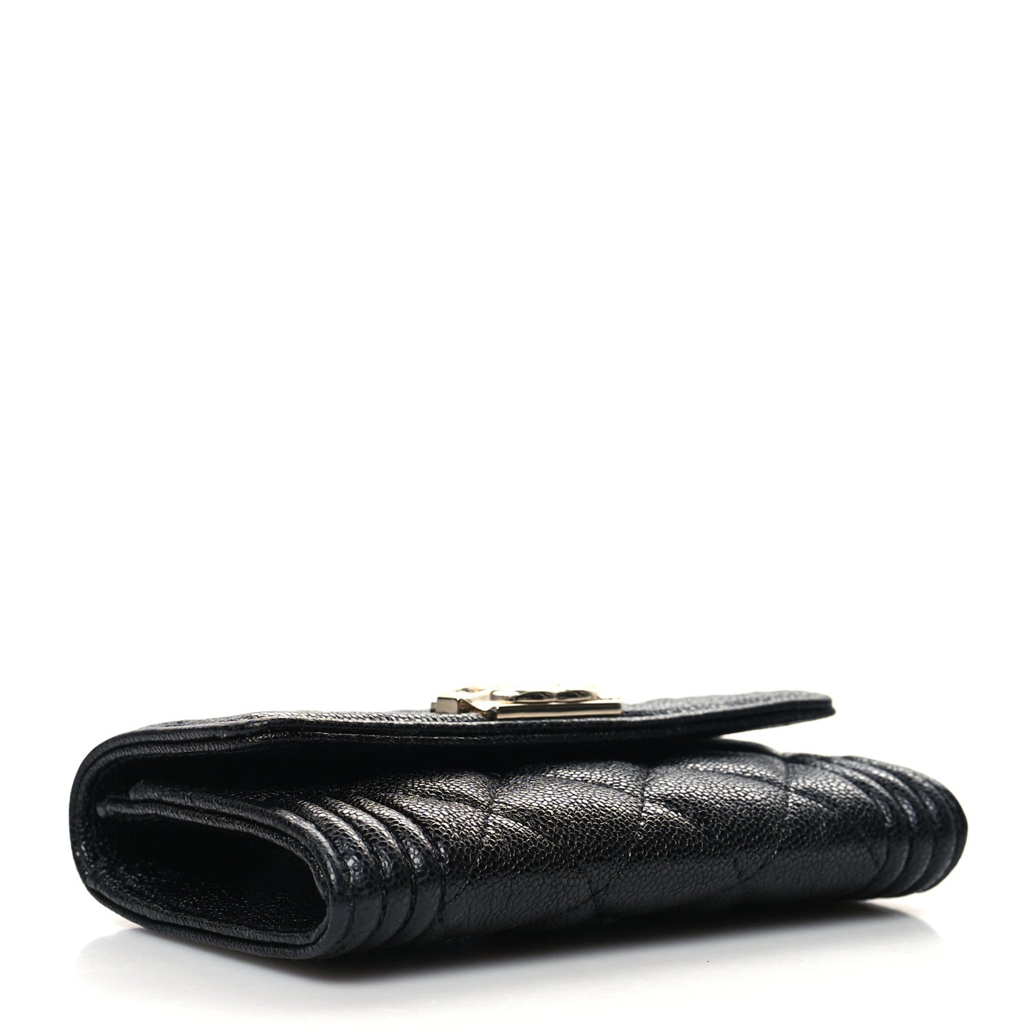 Caviar Quilted Boy Flap Card Holder Black
