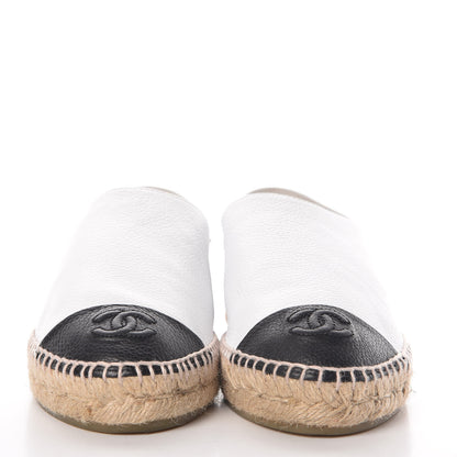Chanel Grained Calfskin CC Espadrilles 36 White Black 2 of 8