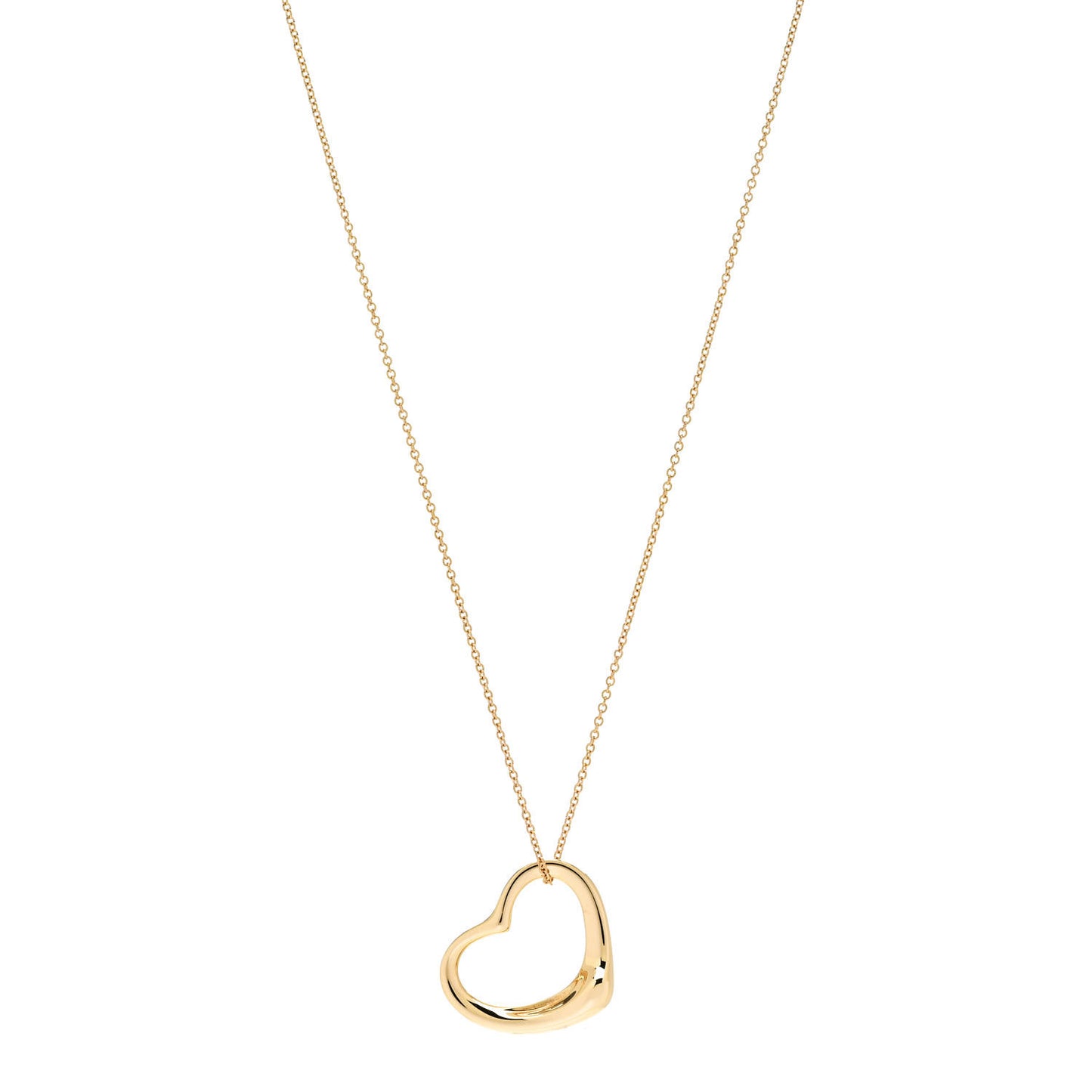 18K Yellow Gold 22mm Elsa Peretti Open Heart Pendant Necklace