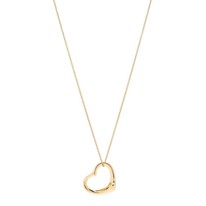 Tiffany 18K Yellow Gold 22mm Elsa Peretti Open Heart Pendant Necklace 1 of 6