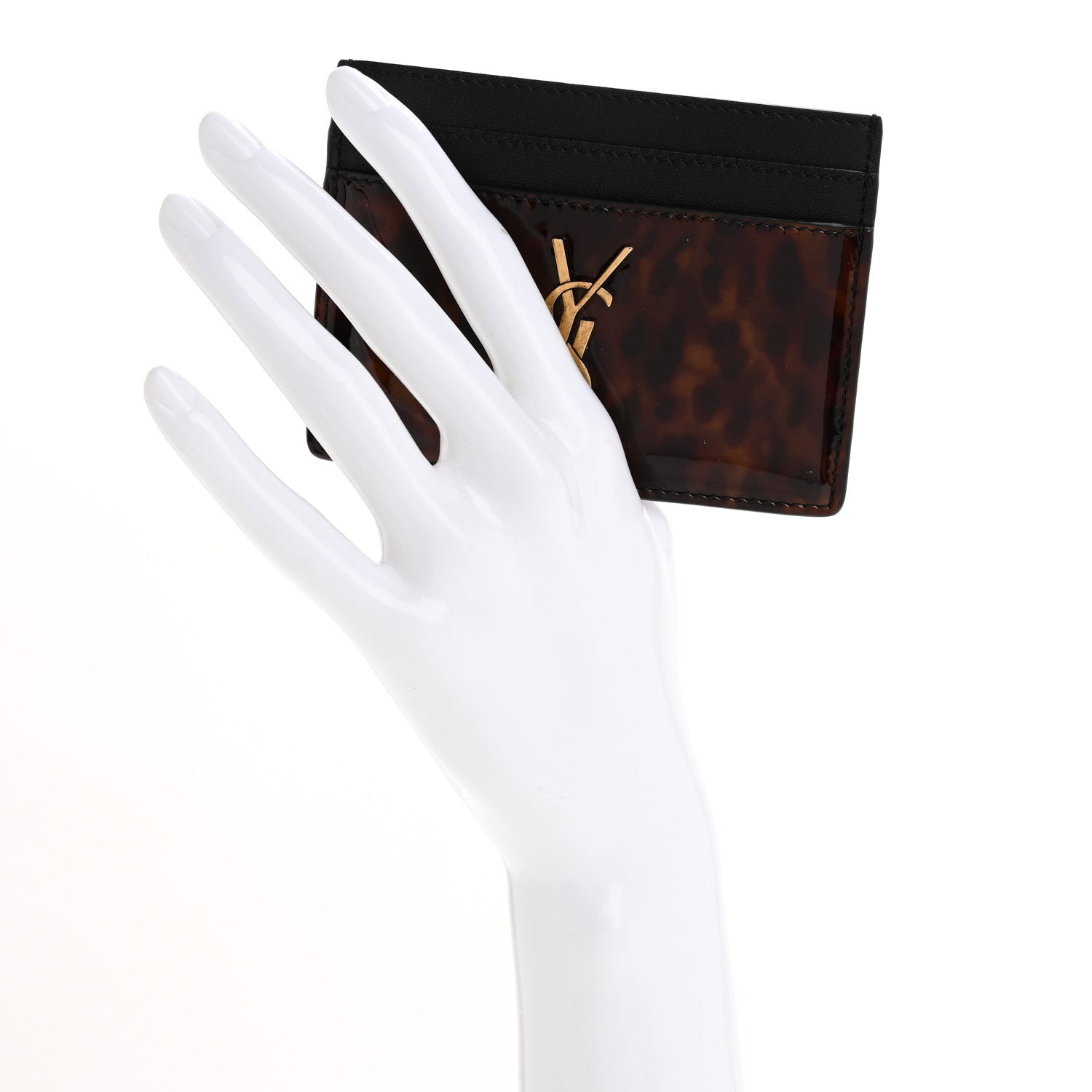 Saint Laurent Patent Monogram Credit Card Case Tortoiseshell 2 of 11
