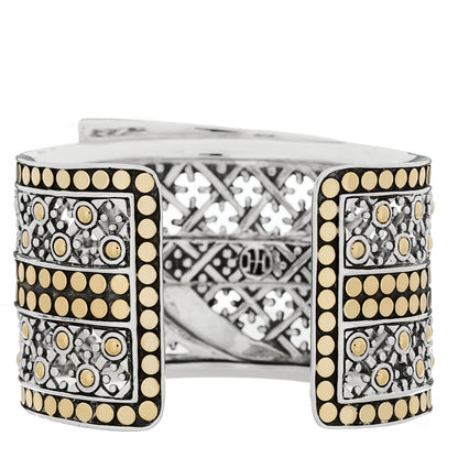 John Hardy Sterling Silver 18K Yellow Gold Wide Jaisalmer Dot Kick Cuff Bracelet 2 of 3