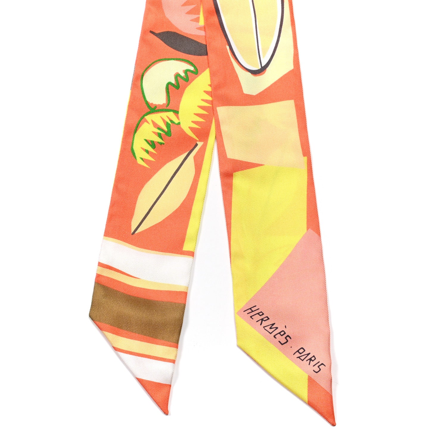 Hermes Silk Sea Surf and Fun Twilly Orange Jaune Camel 2 of 5
