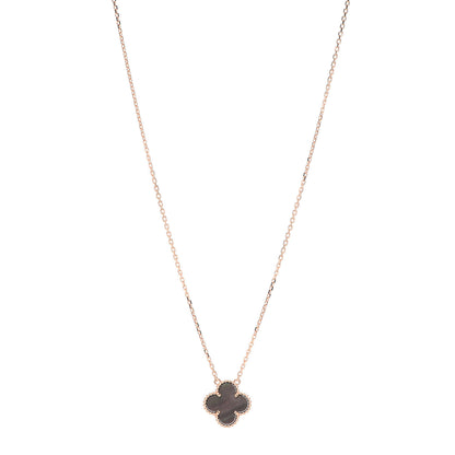 Van Cleef & Arpels 18K Rose Gold Gray Mother of Pearl Vintage Alhambra Pendant Necklace 1 of 6