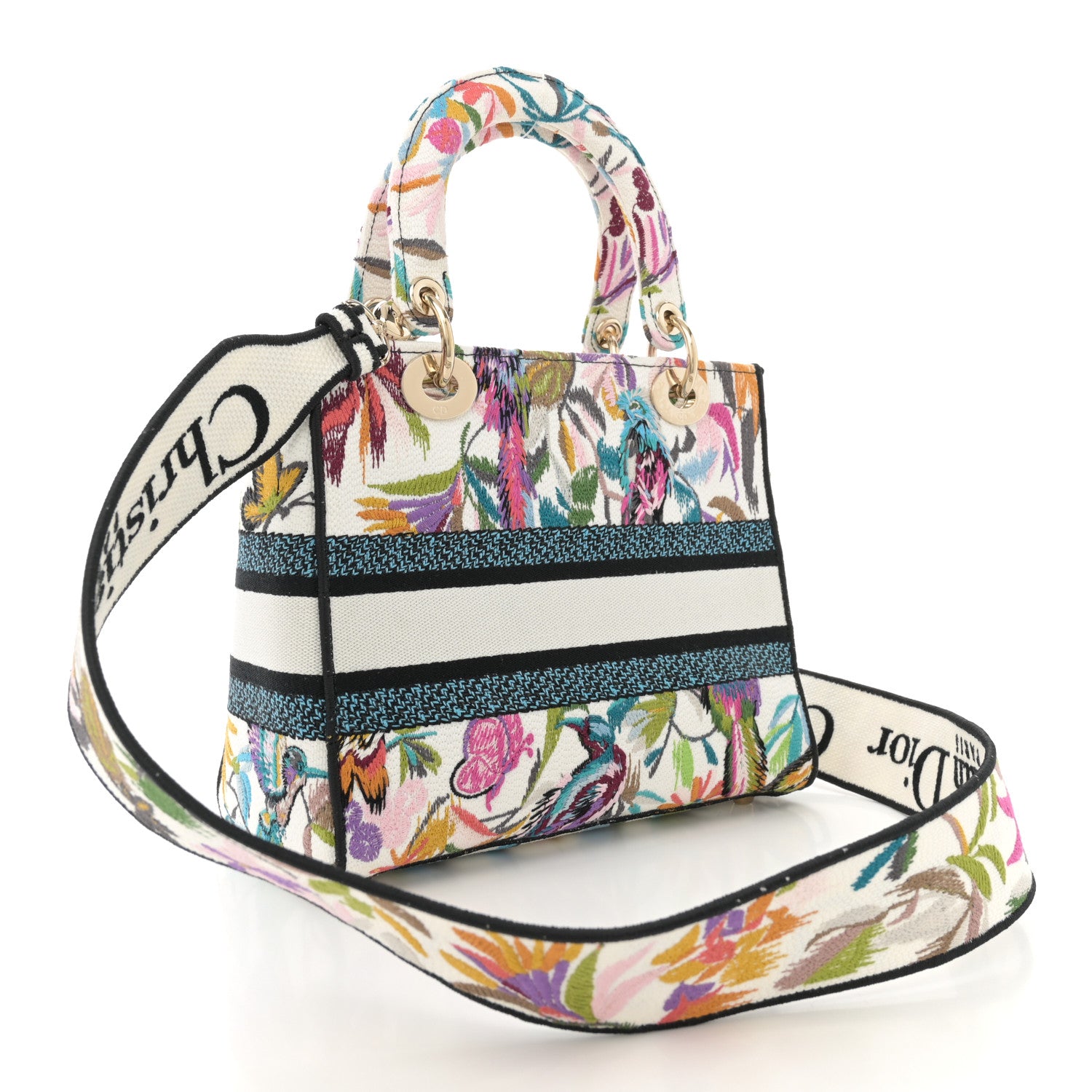 Christian Dior Canvas Toile De Jouy Embroidered Fantastica Medium Lady D-Lite Multicolor 3 of 10