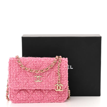 Chanel Tweed Quilted Flap Chain Waist Bag Pink 13 of 13