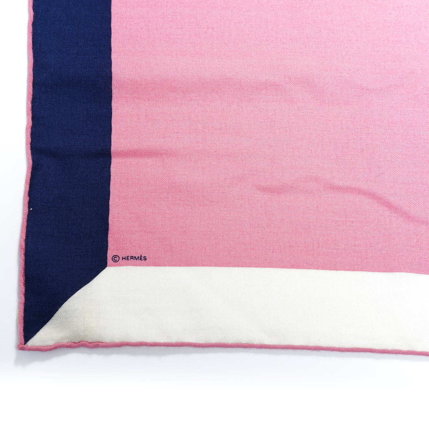 Cashmere Silk Encadre Scarf 140 Rose Marine White