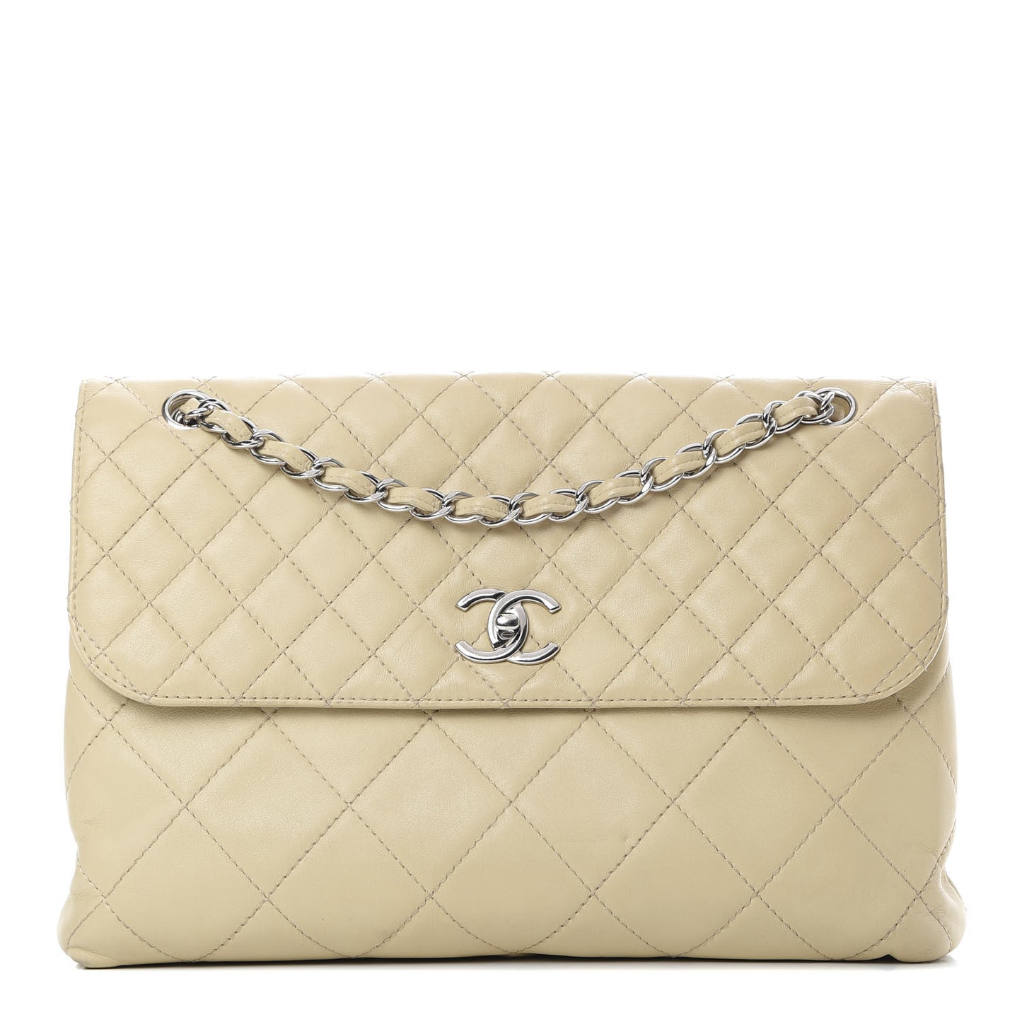 Calfskin Quilted In the Business Flap Bag Beige Clair