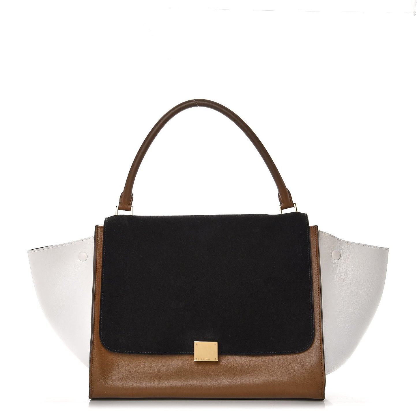 Smooth Calfskin Suede Large Tri-color Trapeze Black
