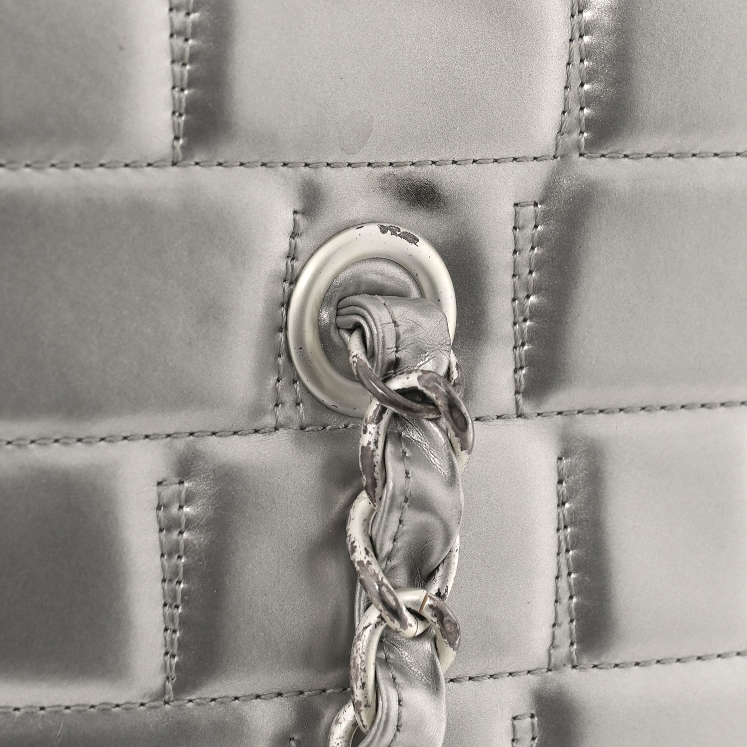 Chanel Vinyl Quilted Frozen Shopping Tote Silver 11 of 13