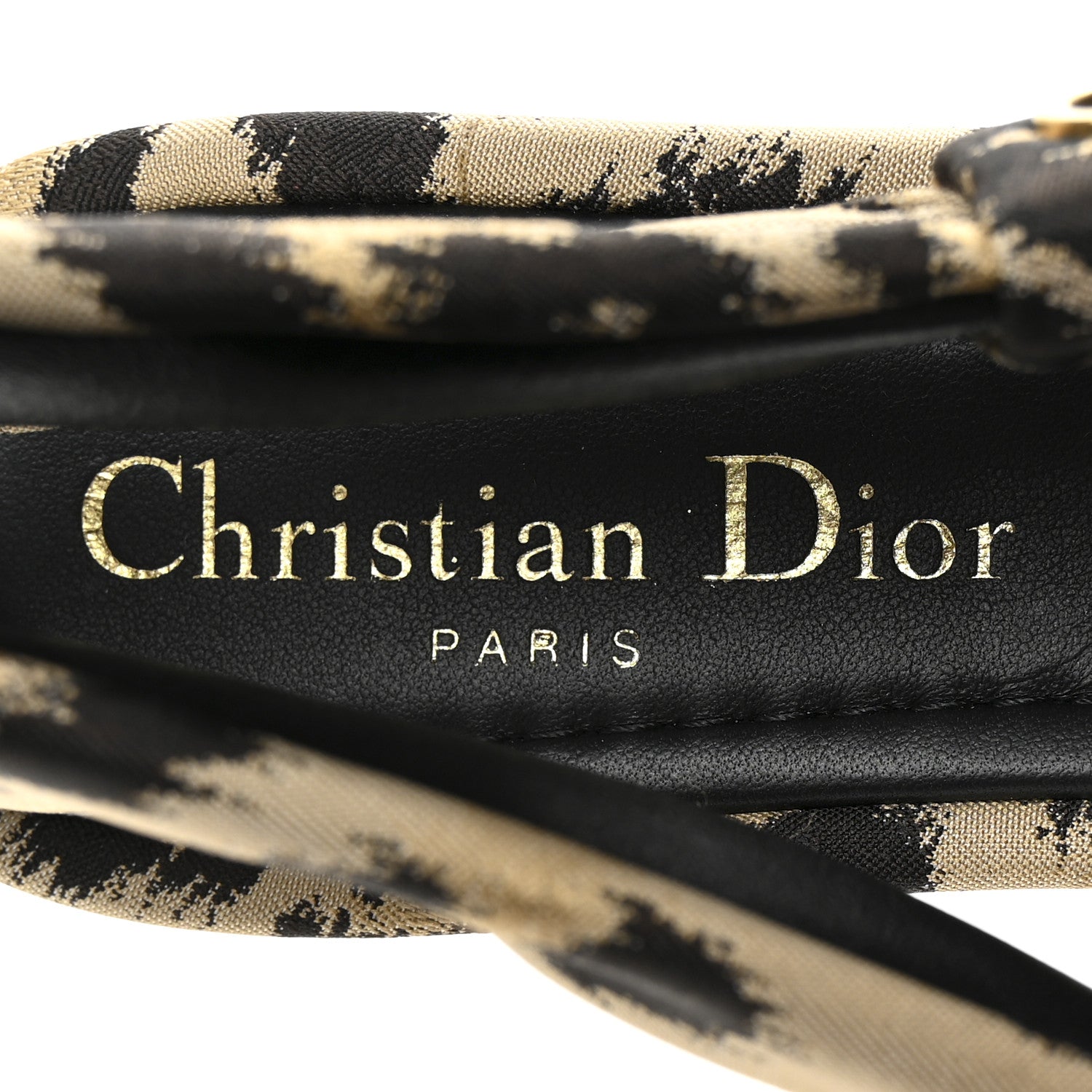 Christian Dior Nylon Leopard Print Mizza Slingback Flat 36 Beige