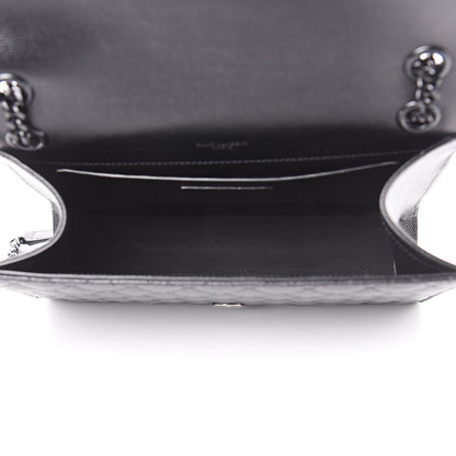 Saint Laurent Grain De Poudre Textured Mixed Matelasse Triquilt Medium Monogram Satchel Black 5 of 9