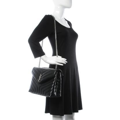 Saint Laurent Calfskin Y Quilted Monogram Medium Loulou Chain Satchel Black 2 of 9