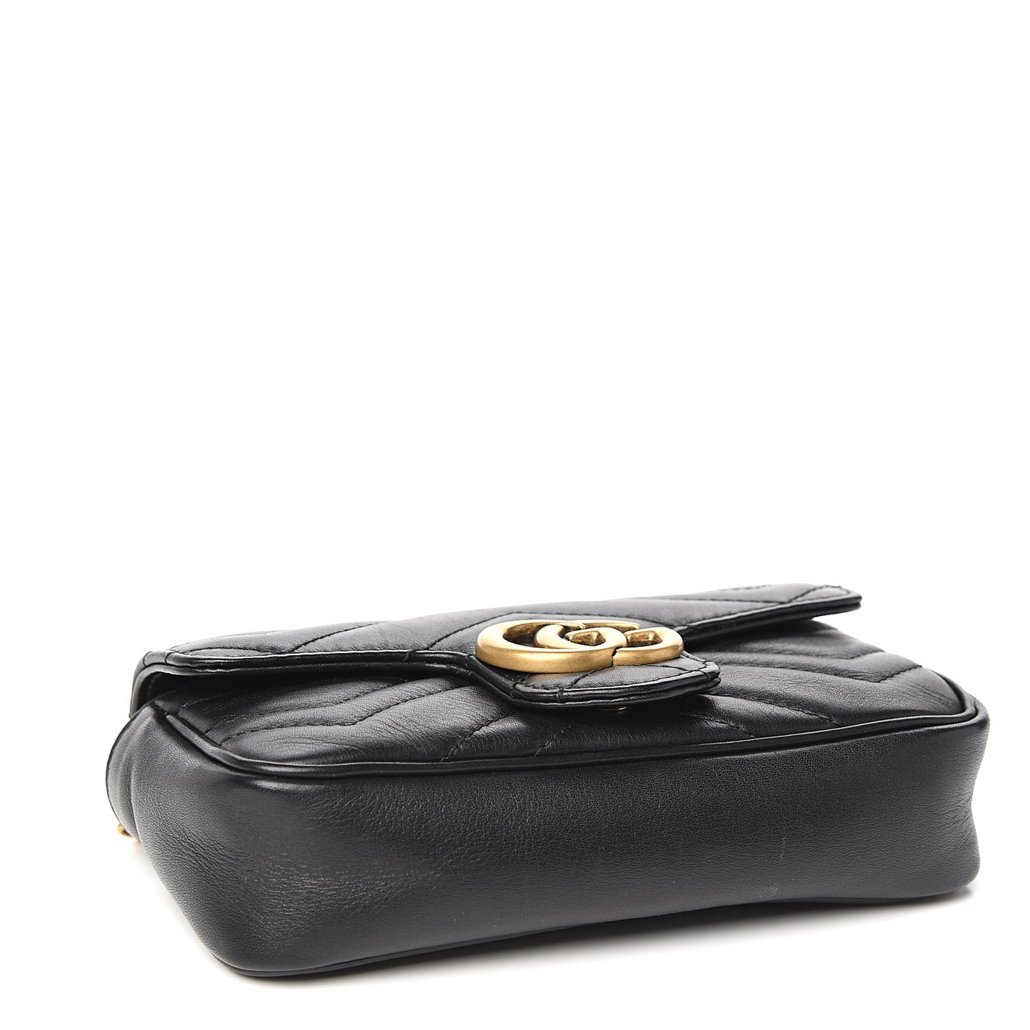 Calfskin Matelasse Super Mini GG Marmont Shoulder Bag Black