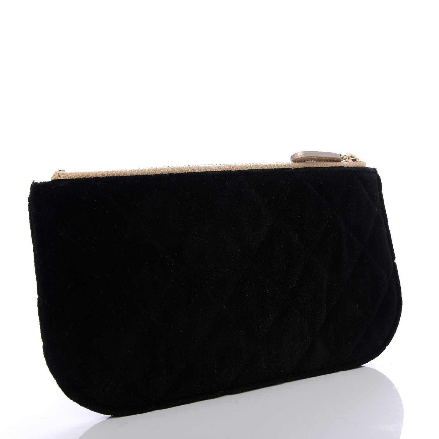 Chanel Velvet Metallic Lambskin Quilted Cosmetic Case Black 3 of 8
