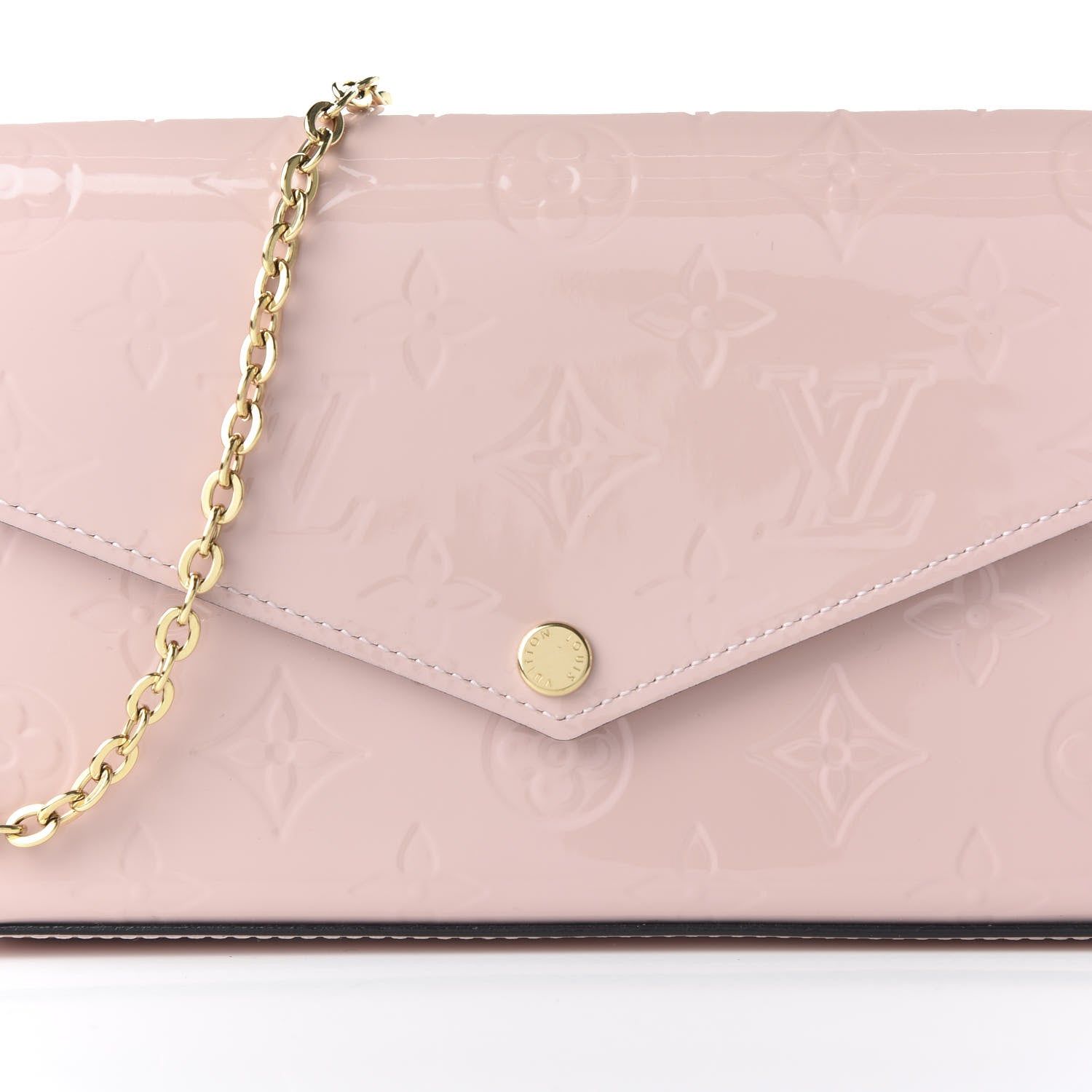 Louis Vuitton Vernis Felicie Chain Wallet Rose Ballerine 10 of 11